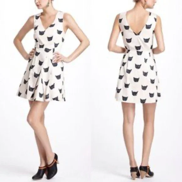NWOT Leah Reena Goren x Anthropologie Feline Karma Cat Dress ~ Size 10 - Picture 2 of 11
